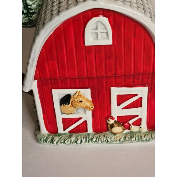 "Old Macdonald's Farm" Teapot VTG Red Barn Cottage Core Country Teacher Mom - Picture 3 of 9
